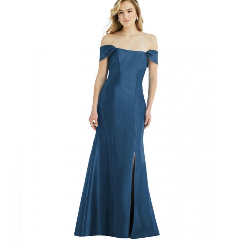 Bella Bridesmaids Dessy Group D793 Satin Twill Dusk Blue Size 16 prom formal